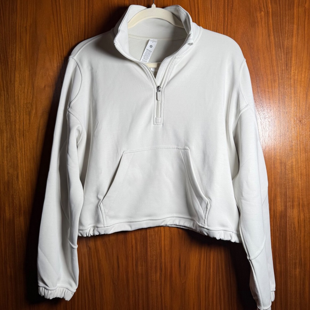 Lululemon Scuba Oversized Half-Zip Funnel Neck White‎ Pullover LW3IDXS Size 6
